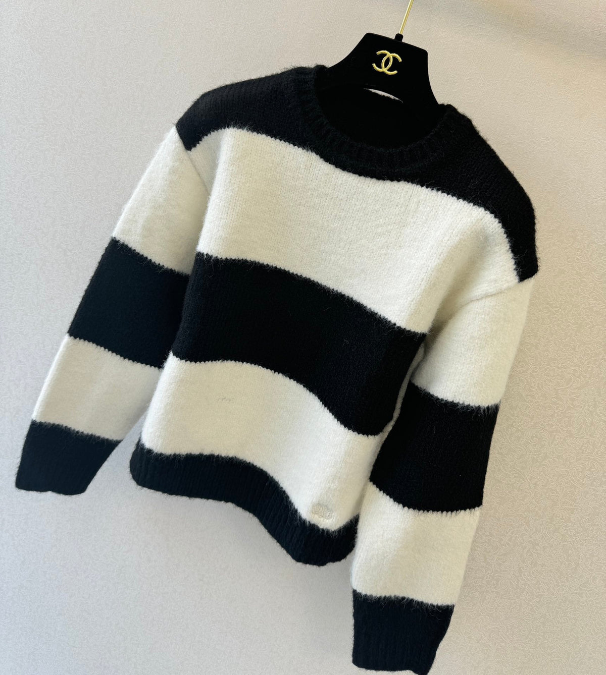 Celine 26s Sweater Black White Striped Knit 448146