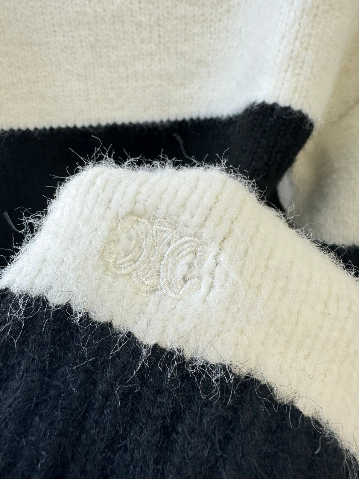 Celine 26s Sweater Black White Striped Knit 448146