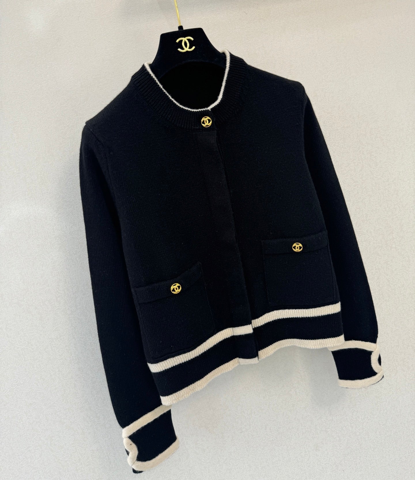 CC 26s Crew Neck Long-Sleeved Top Black Cashmere 424792