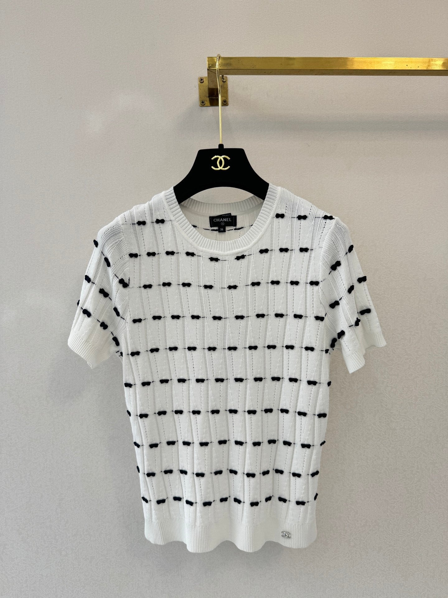 CC 26s Crew Neck Short-Sleeved Shirt White Tencel Silk 364284