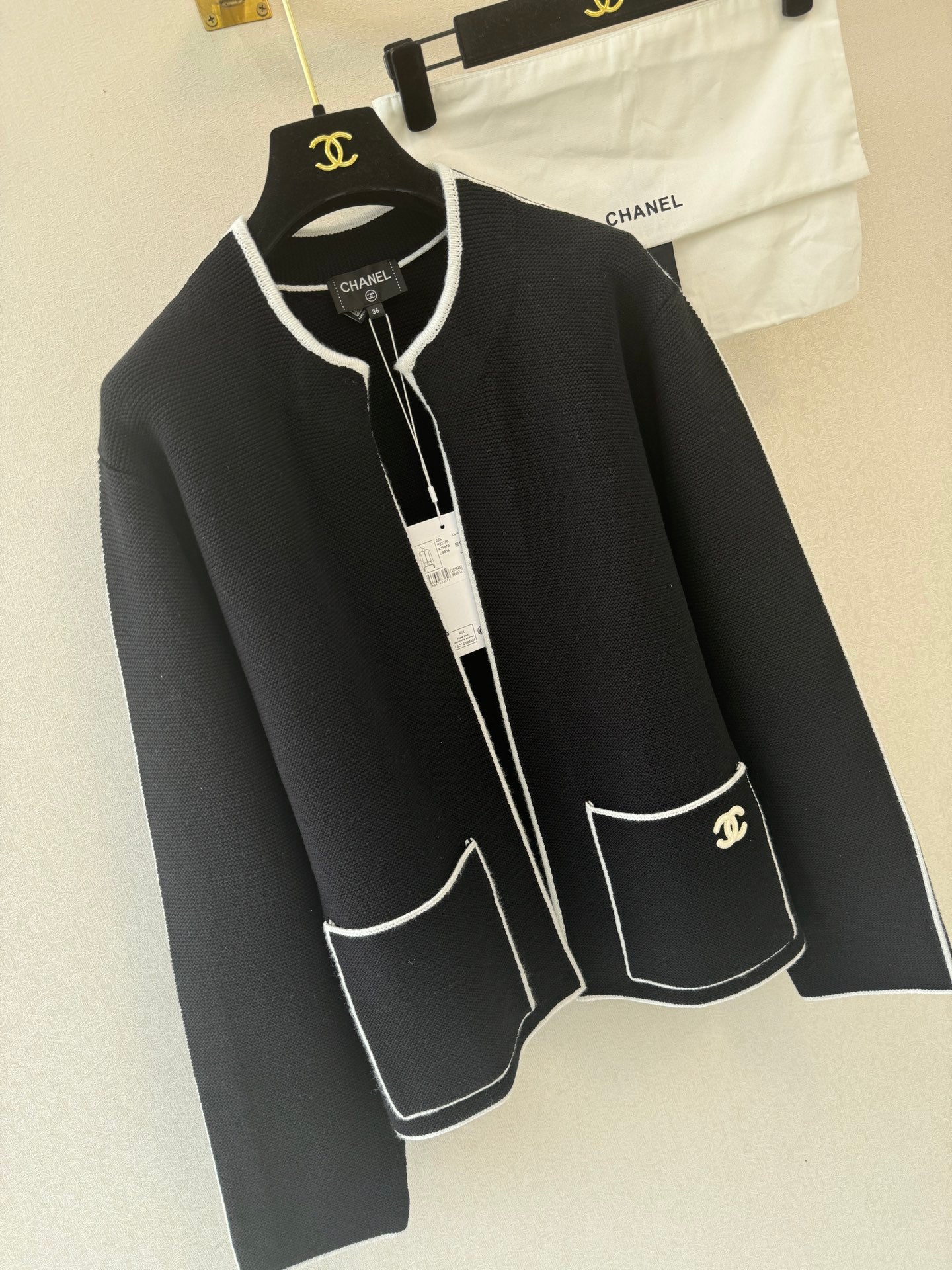 CC 26s Neck Cardigan Black Cotton Cotton