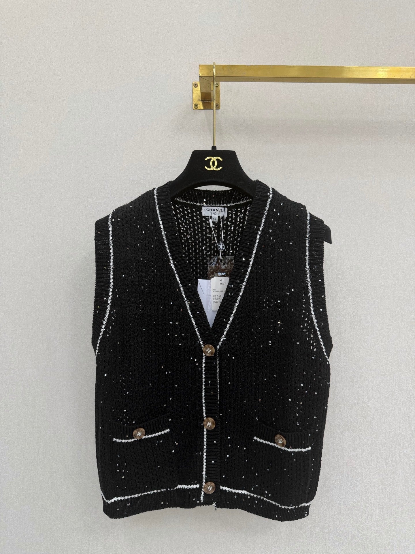 CC 26s Vest Black Cotton 394847