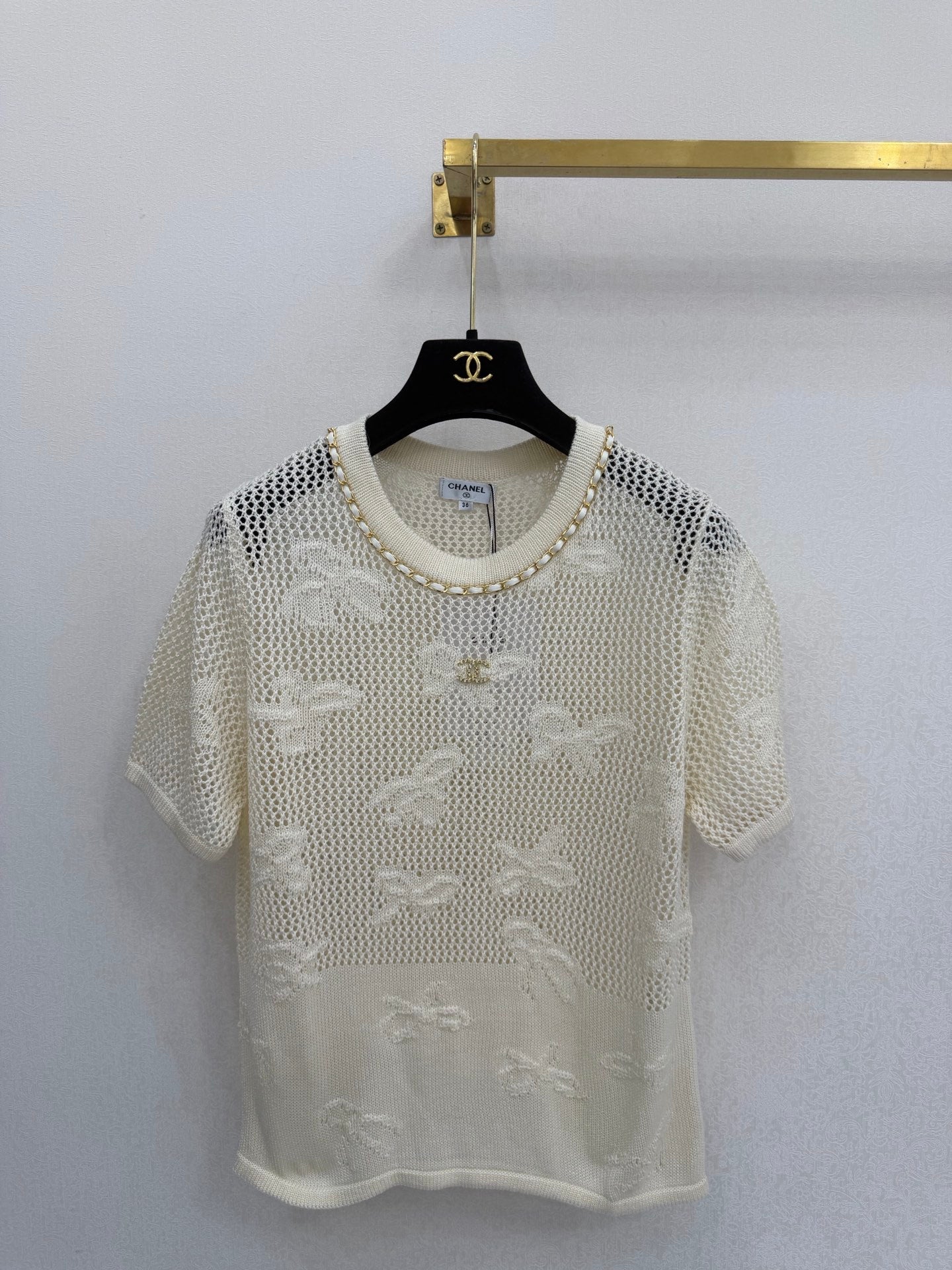 CC 26s Crew Neck Short-Sleeved Shirt White Cotton 394842