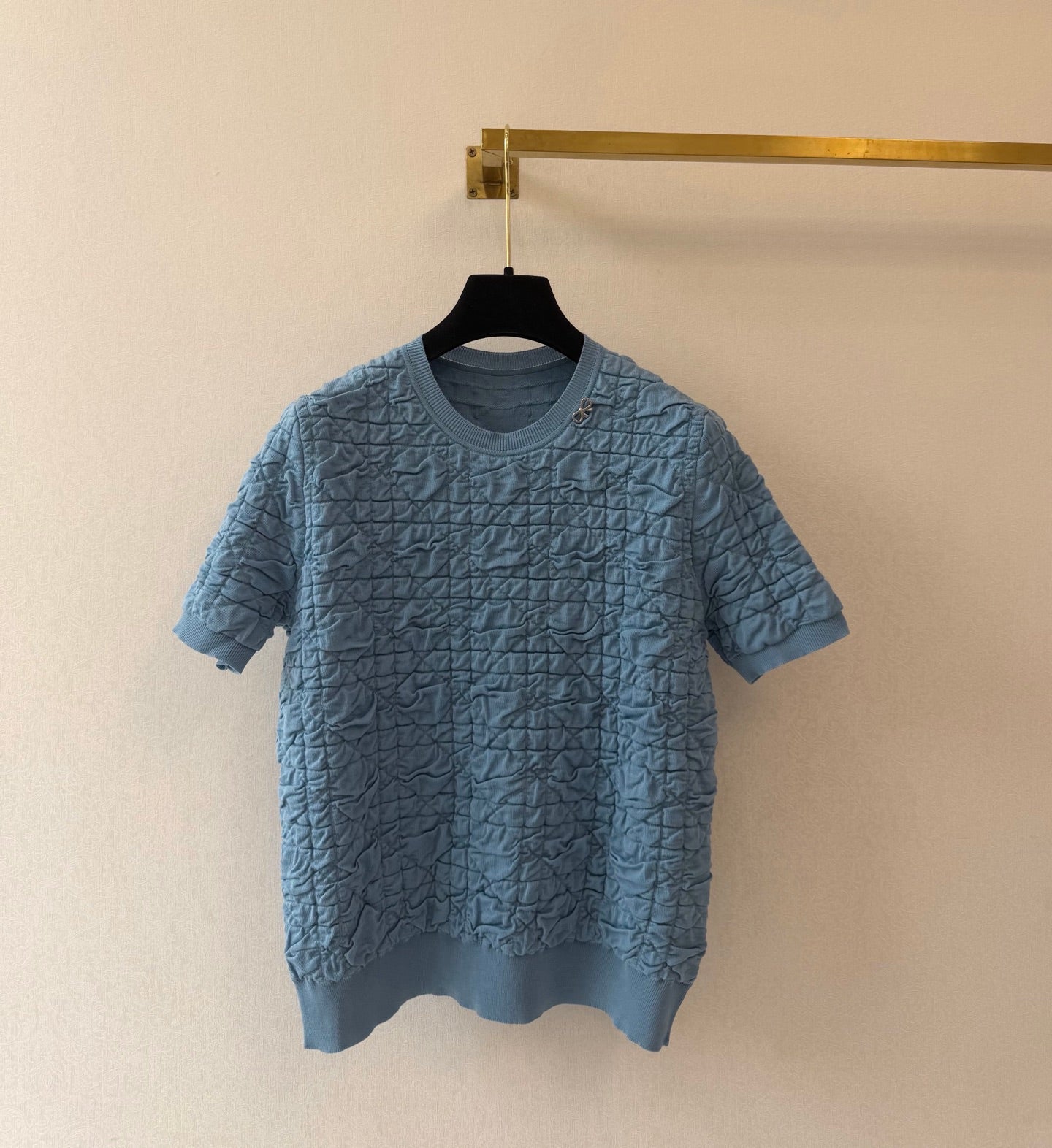 CD Crew Neck Short-Sleeved Shirt Stale Blue Slik 394819
