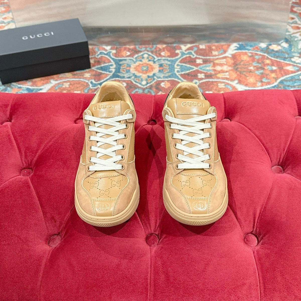 Gucci 26s Sneakers 2.5cm Perforated Leather Beige 187747