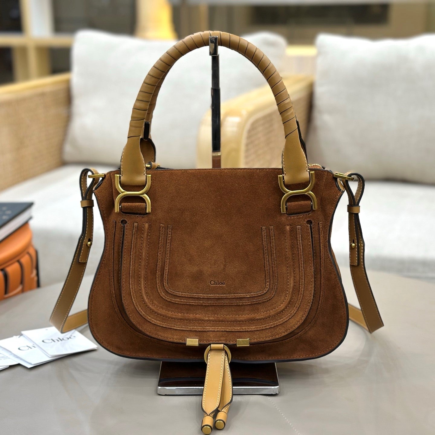 Chloe Small Marcie Bag Camel Suede 281250