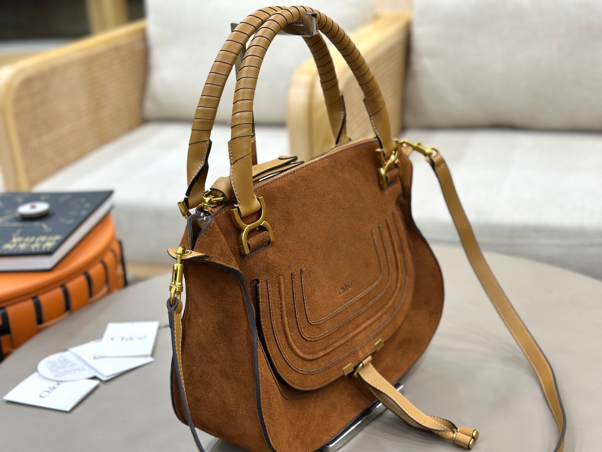 Chloe Marcie Bag Camel Suede 281247