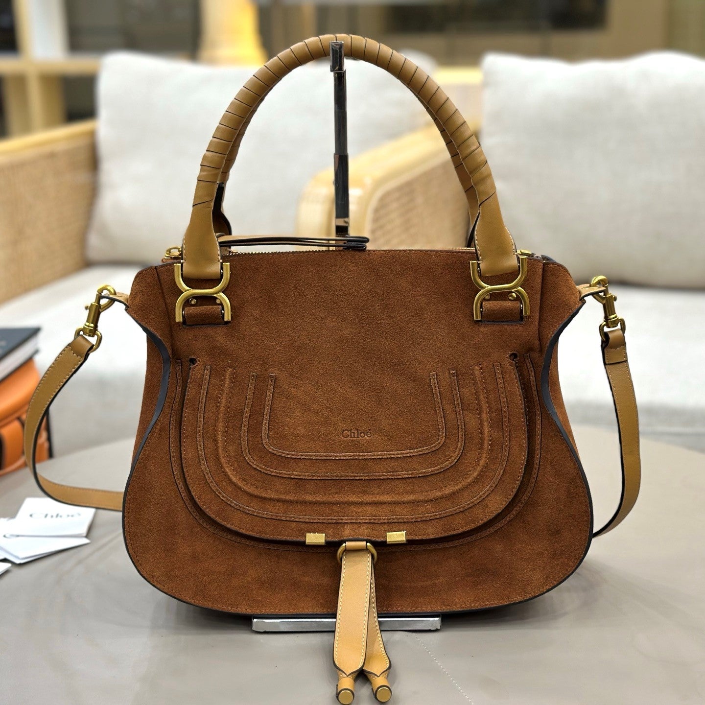 Chloe Marcie Bag Camel Suede 281247