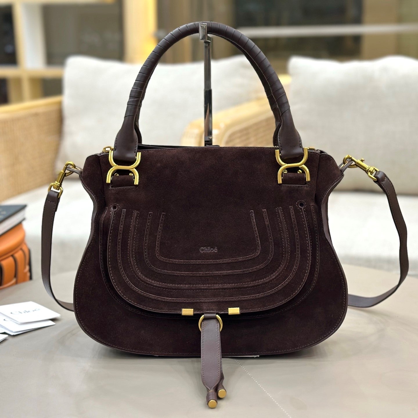 Chloe Marcie Bag Brown - Red Suede 281253