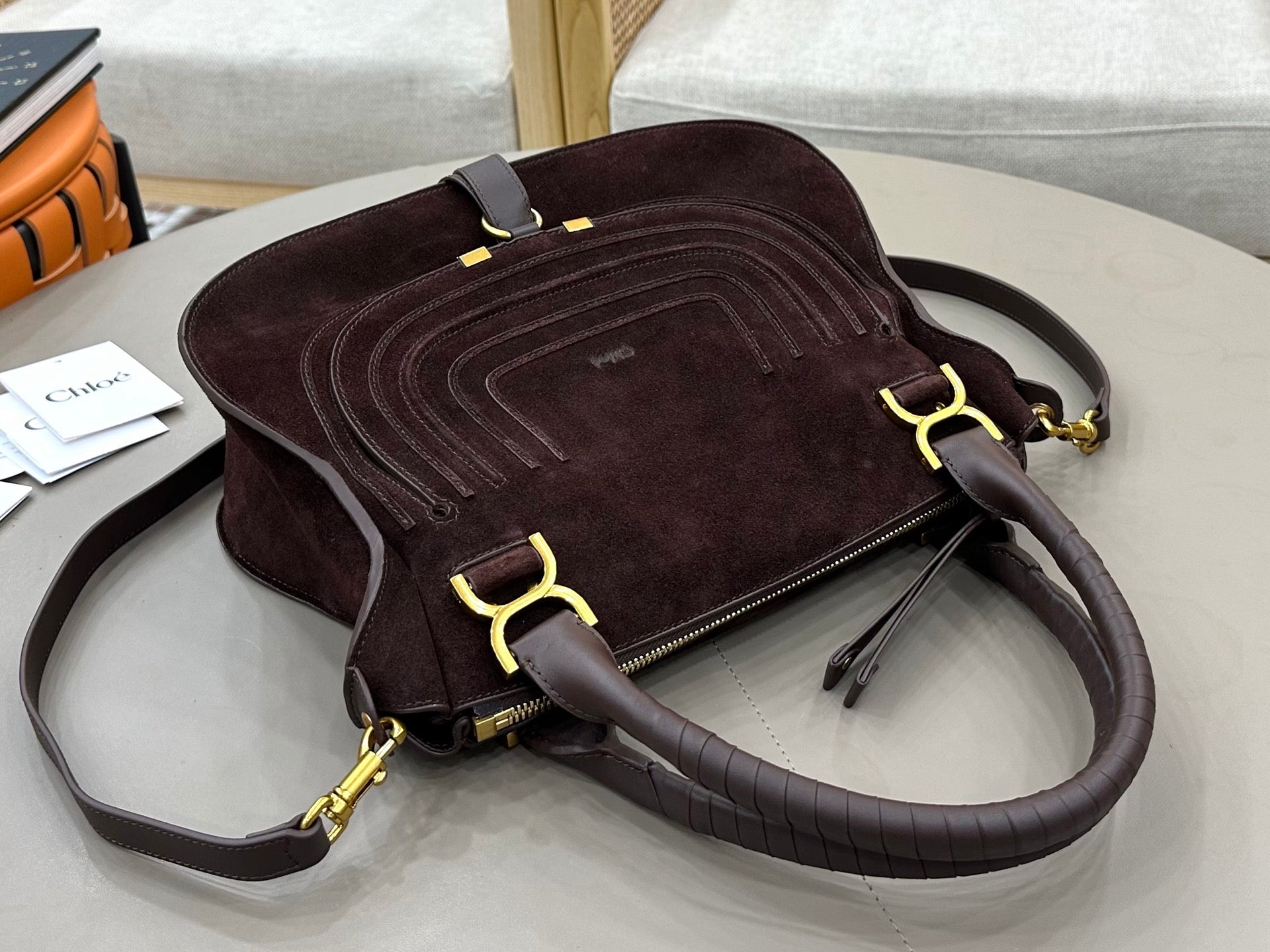 Chloe Marcie Bag Brown - Red Suede 281253