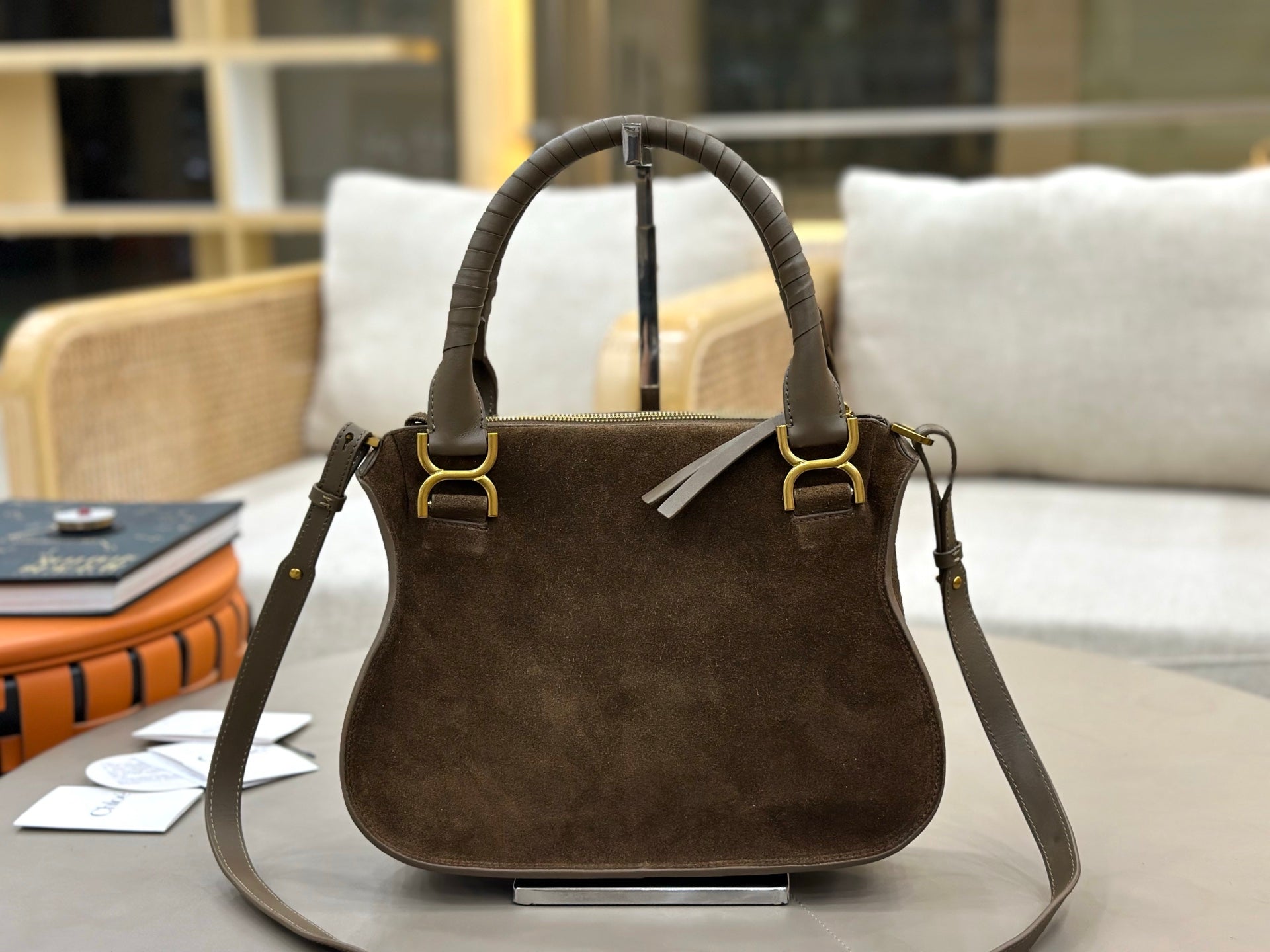 Chloe Small Marcie Bag Dark Brown Suede 281261
