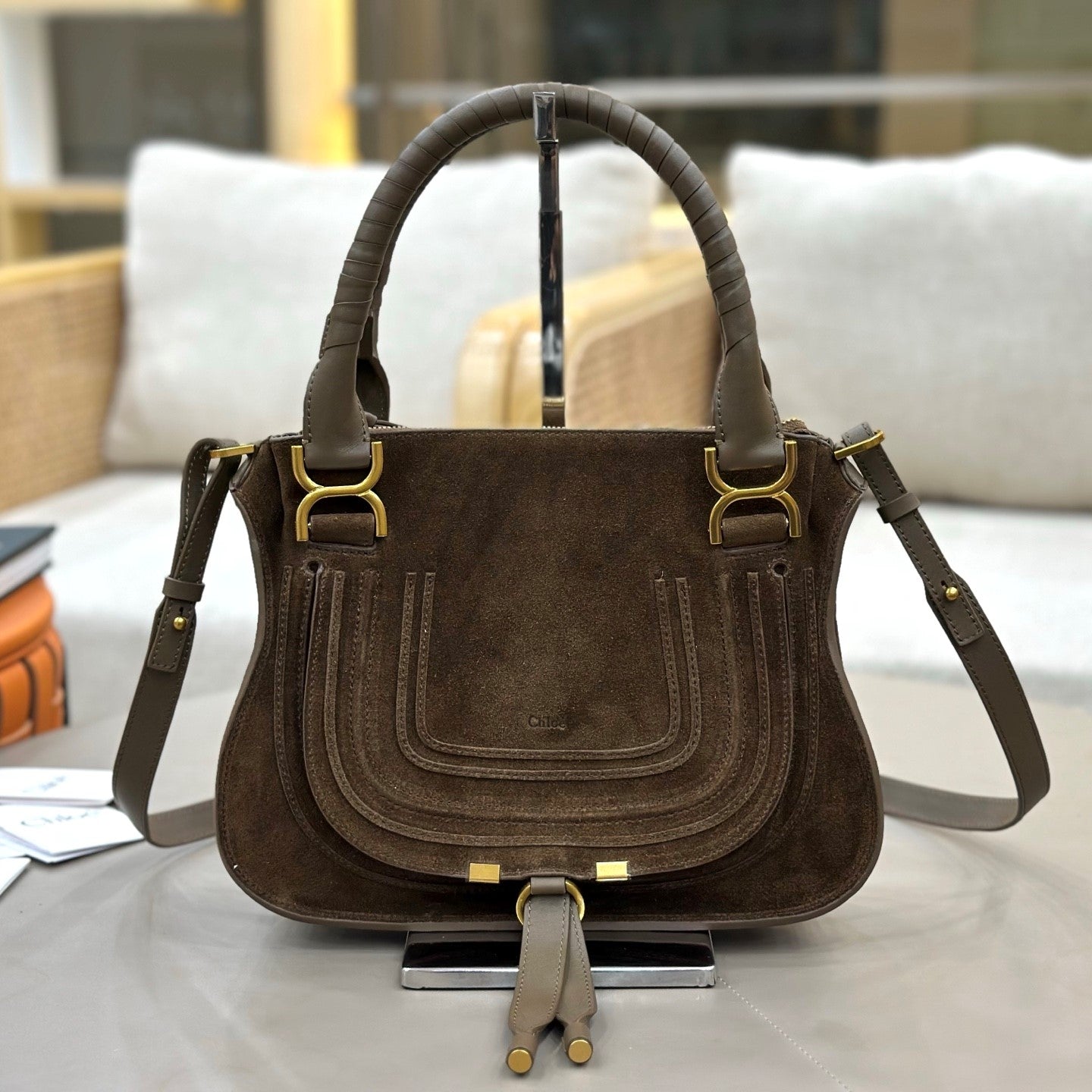 Chloe Small Marcie Bag Dark Brown Suede 281261