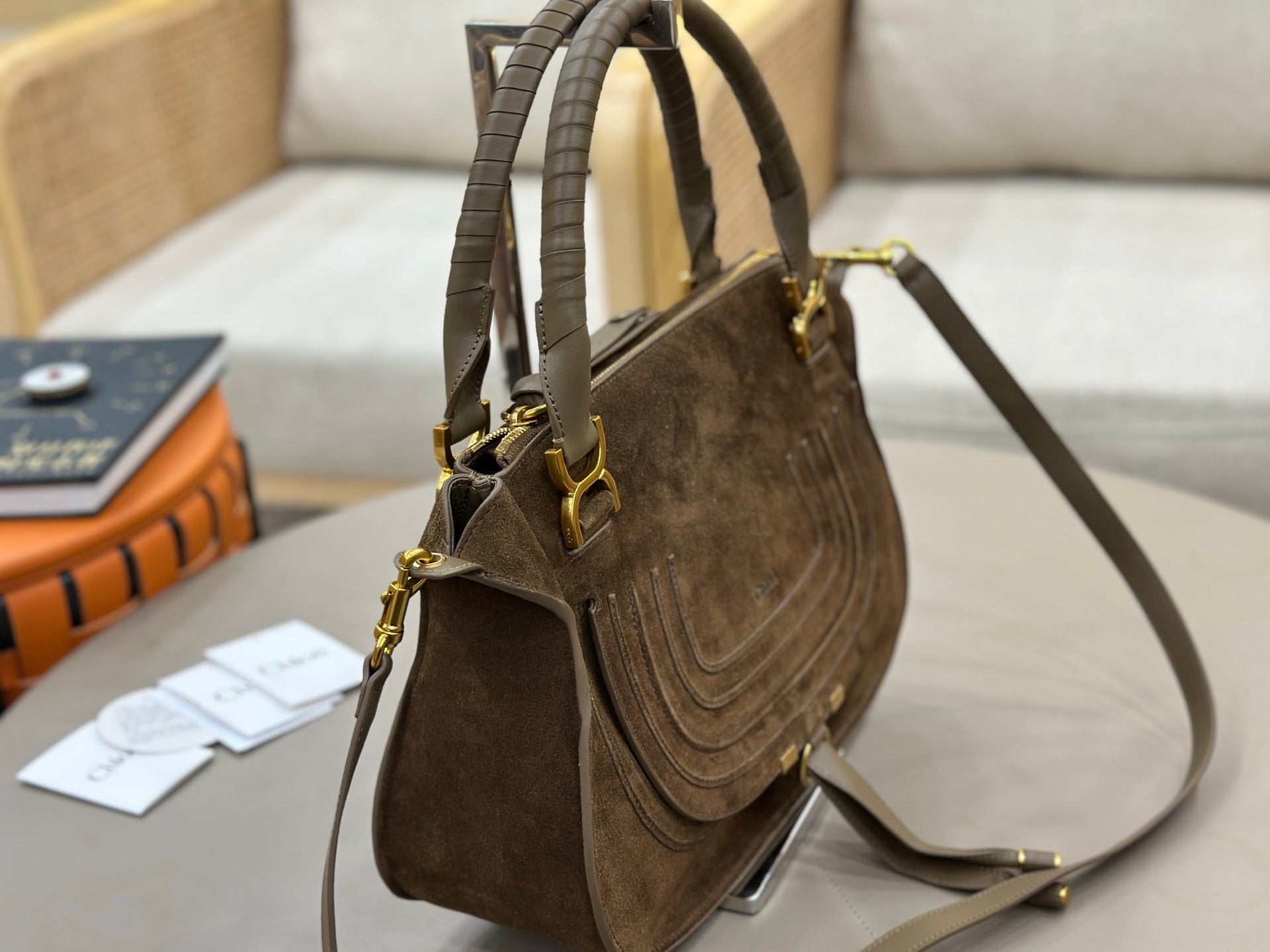Chloe Marcie Bag Dark Brown Suede 281259