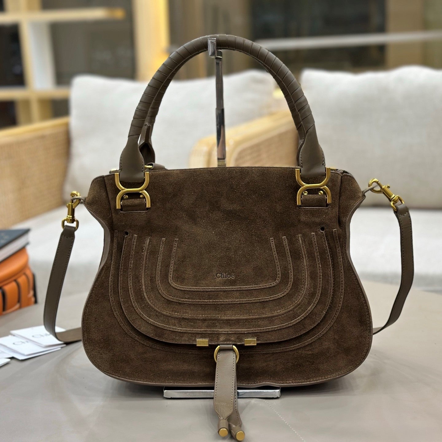 Chloe Marcie Bag Dark Brown Suede 281259