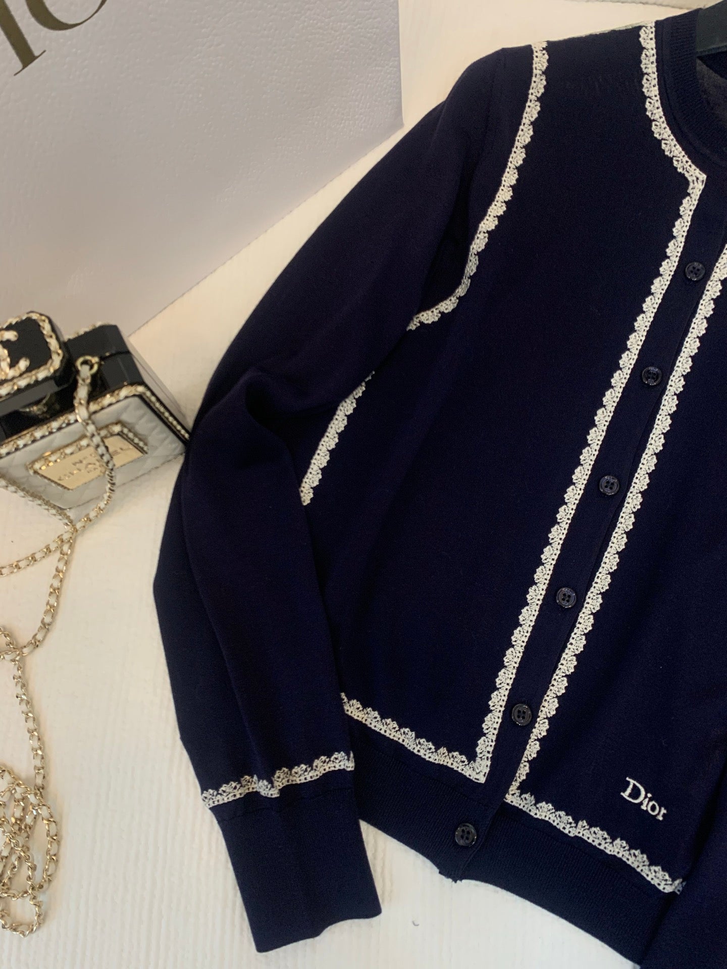 CD 26s Cardigan Navy Blue Silk Knit 371683