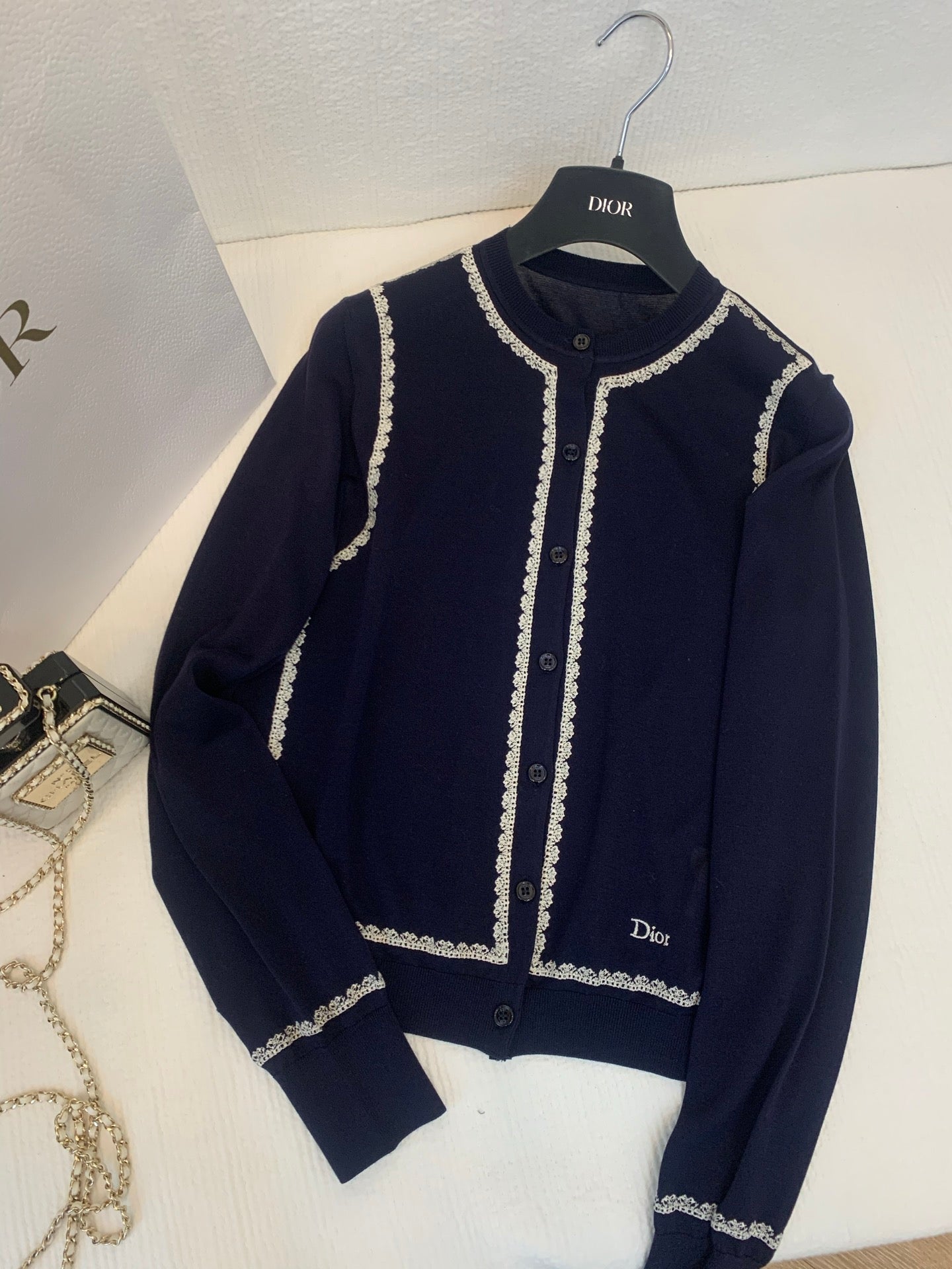 CD 26s Cardigan Navy Blue Silk Knit 371683