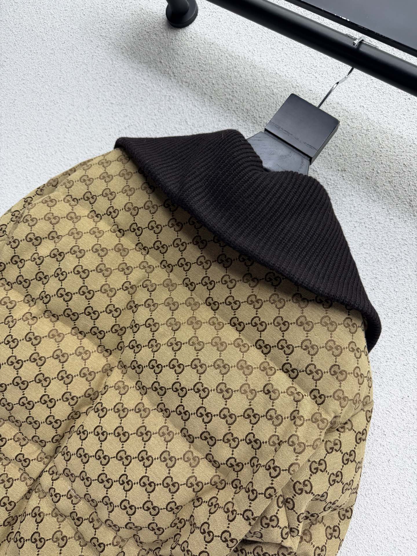 GG Puffer Jacket Beige Brown Fabric 343385
