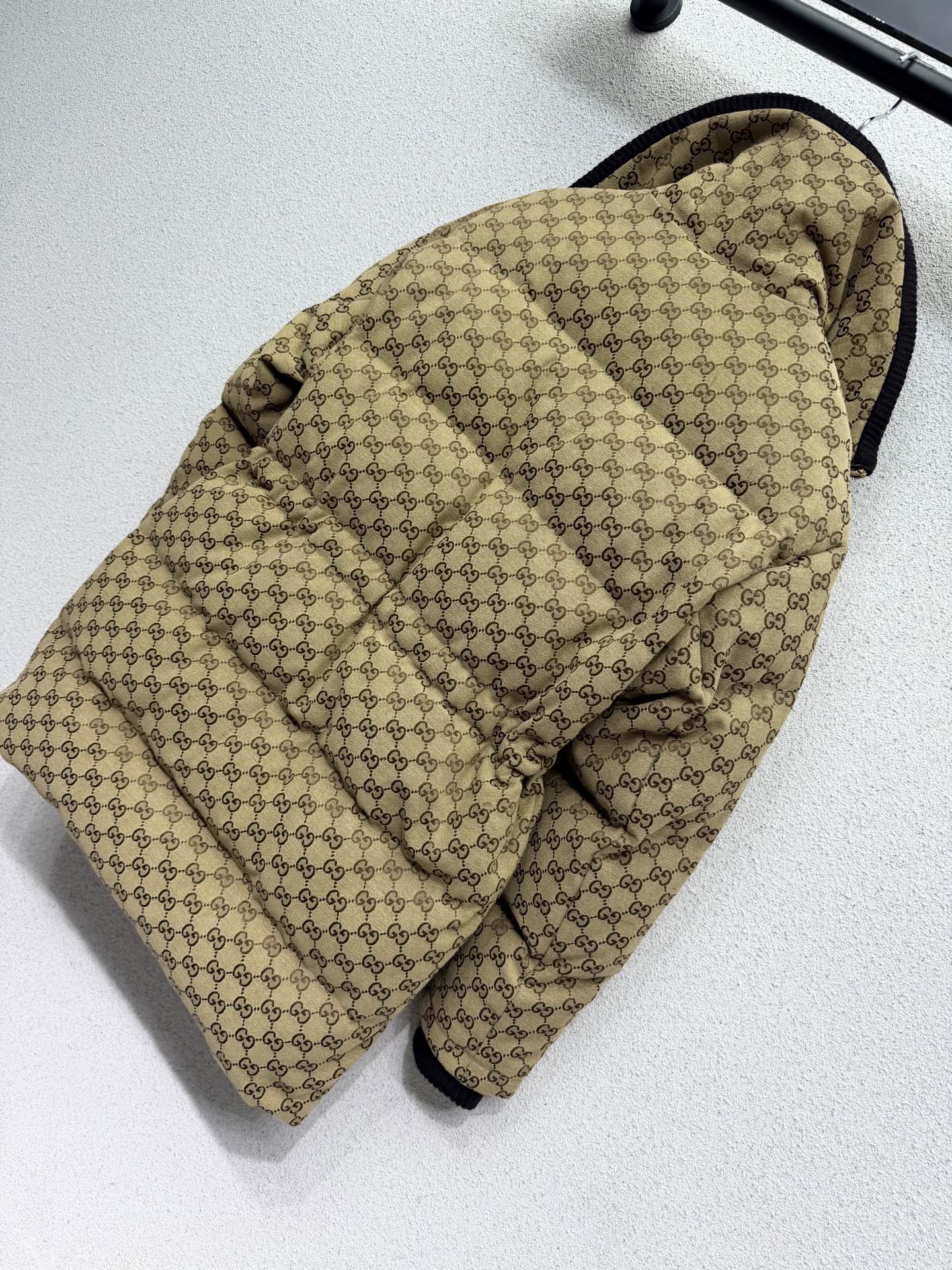 GG Puffer Jacket Beige Brown Fabric 343385