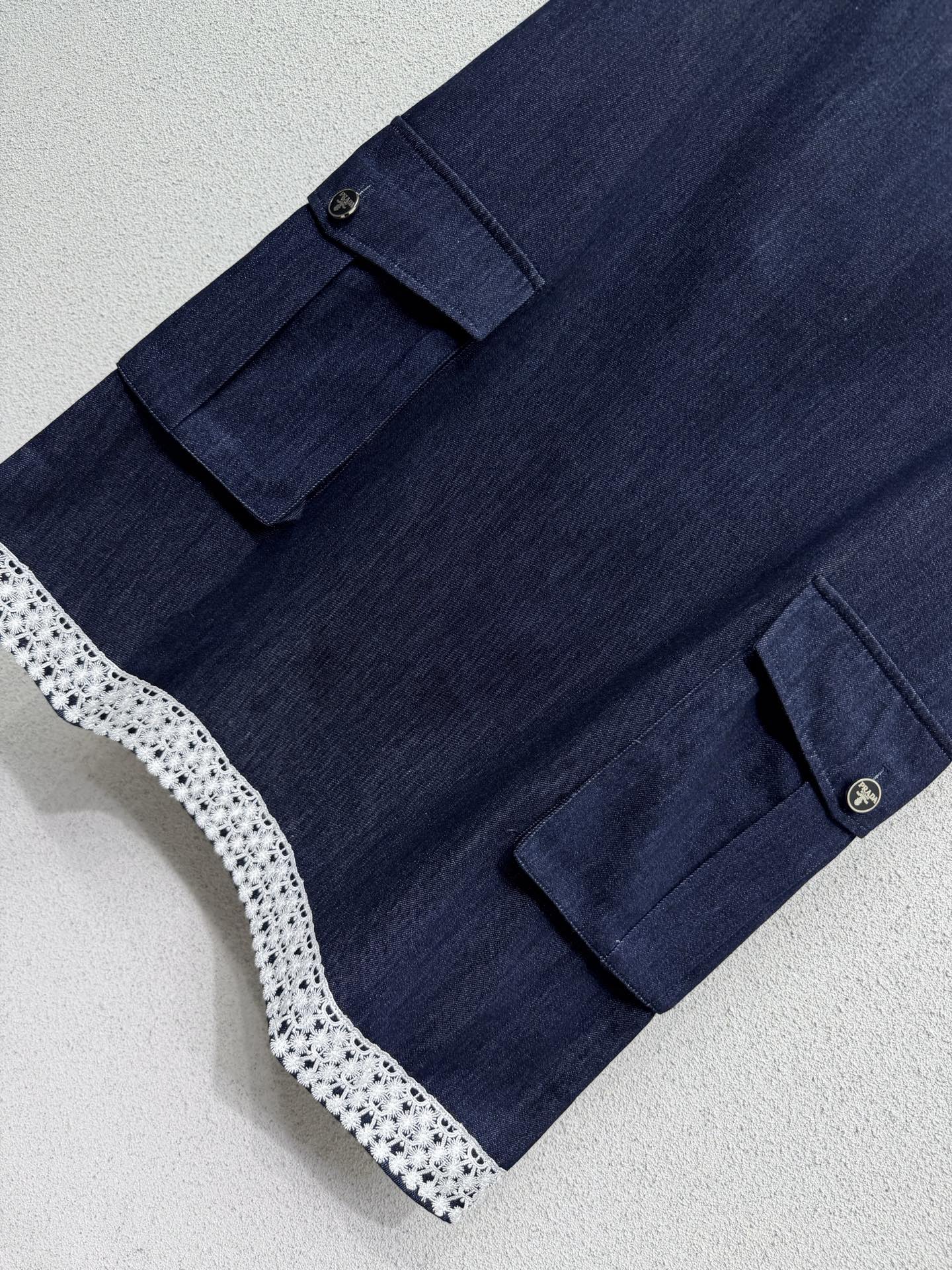 Prada 26s Triangle Logo Denim Dress 393928