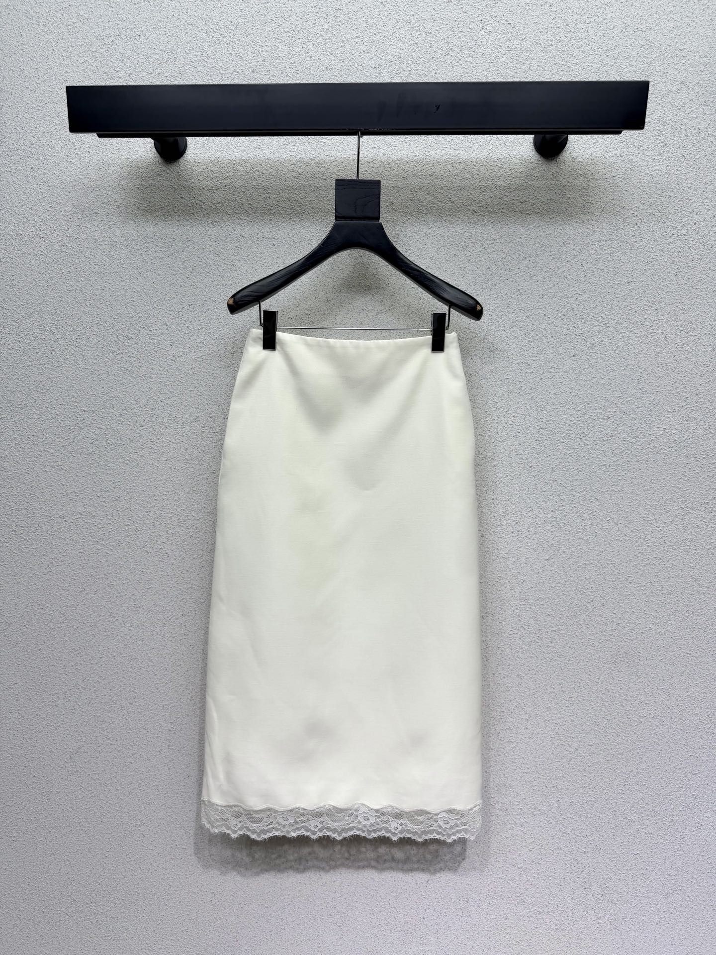 CD 26s Mid-Length Straight Skirt White Wool Silk Lace 398263