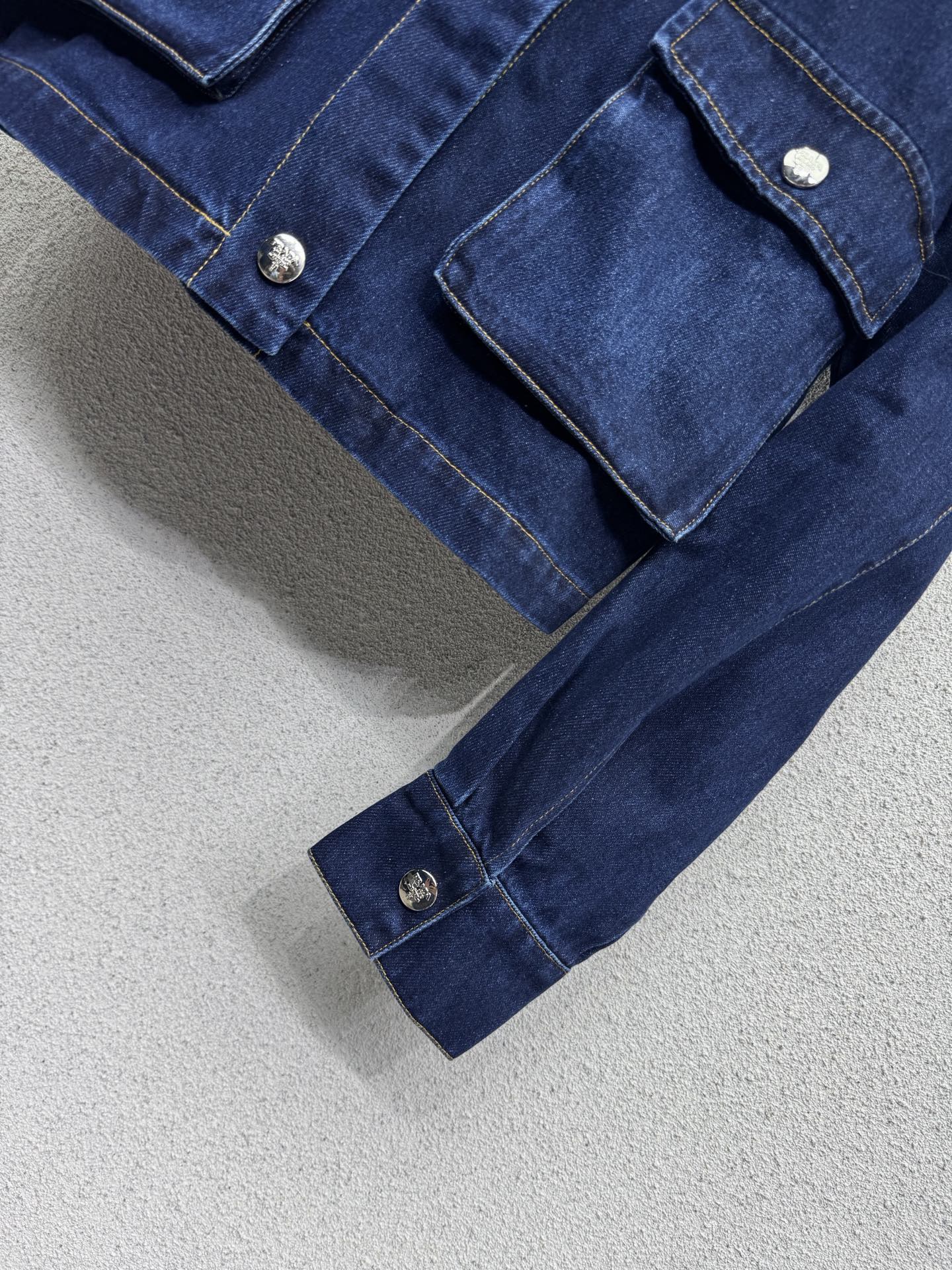 Prada 26s Collar Cropped Denim Jacket Blue Cotton 426940