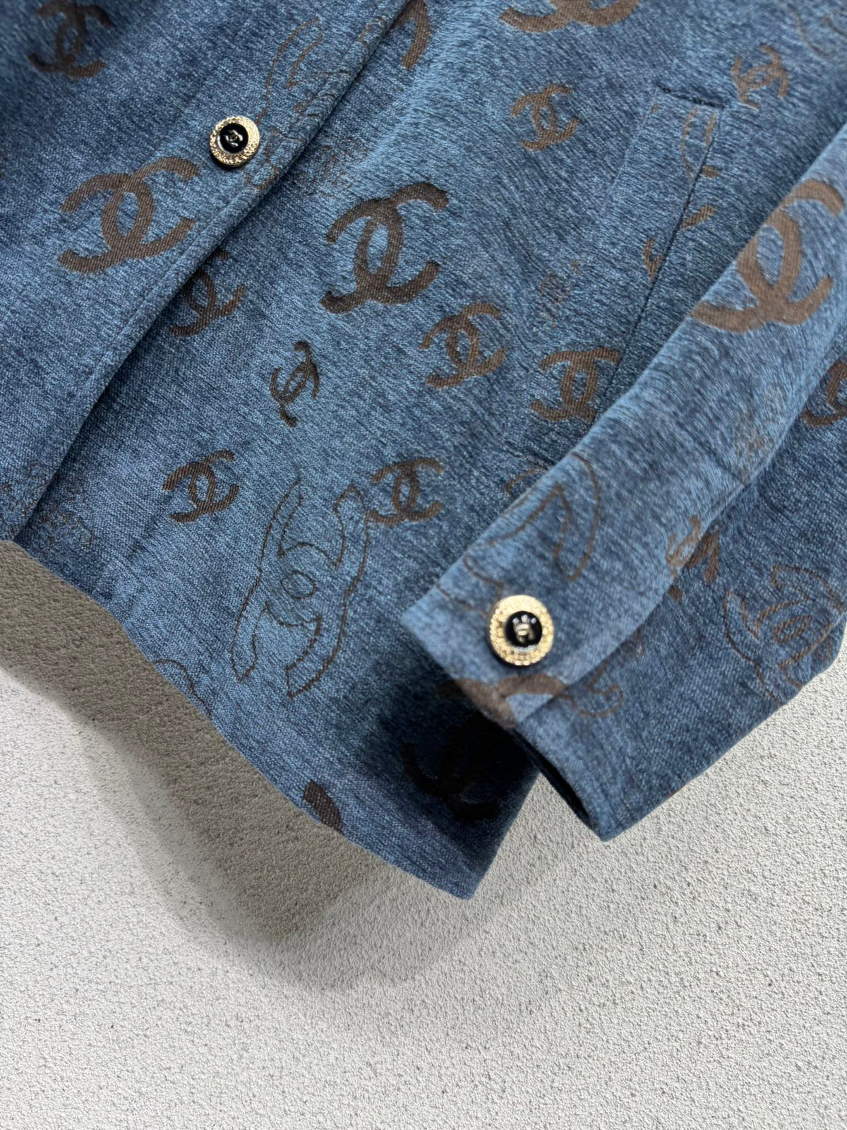 Chanel 26s Jacket Blue Brown Monogram Knit 448028