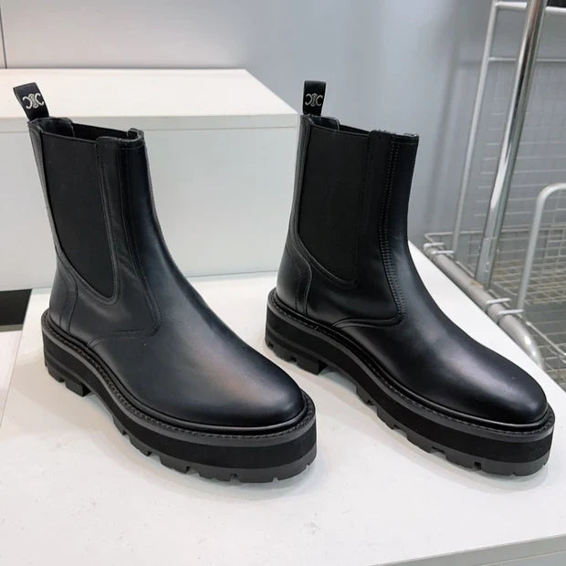 Celine 2026 Chunky Chelsea Boots Black Calfskin 107301