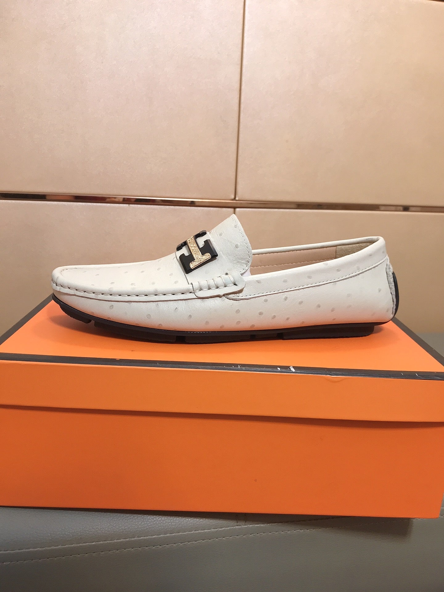 HM Men's Casual Loafers White Cowhide 892141