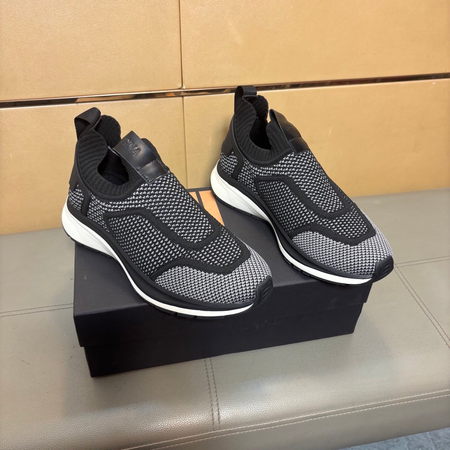 Zegna Men’s Techmerino Slip-On Sneakers Black Fabric 178559