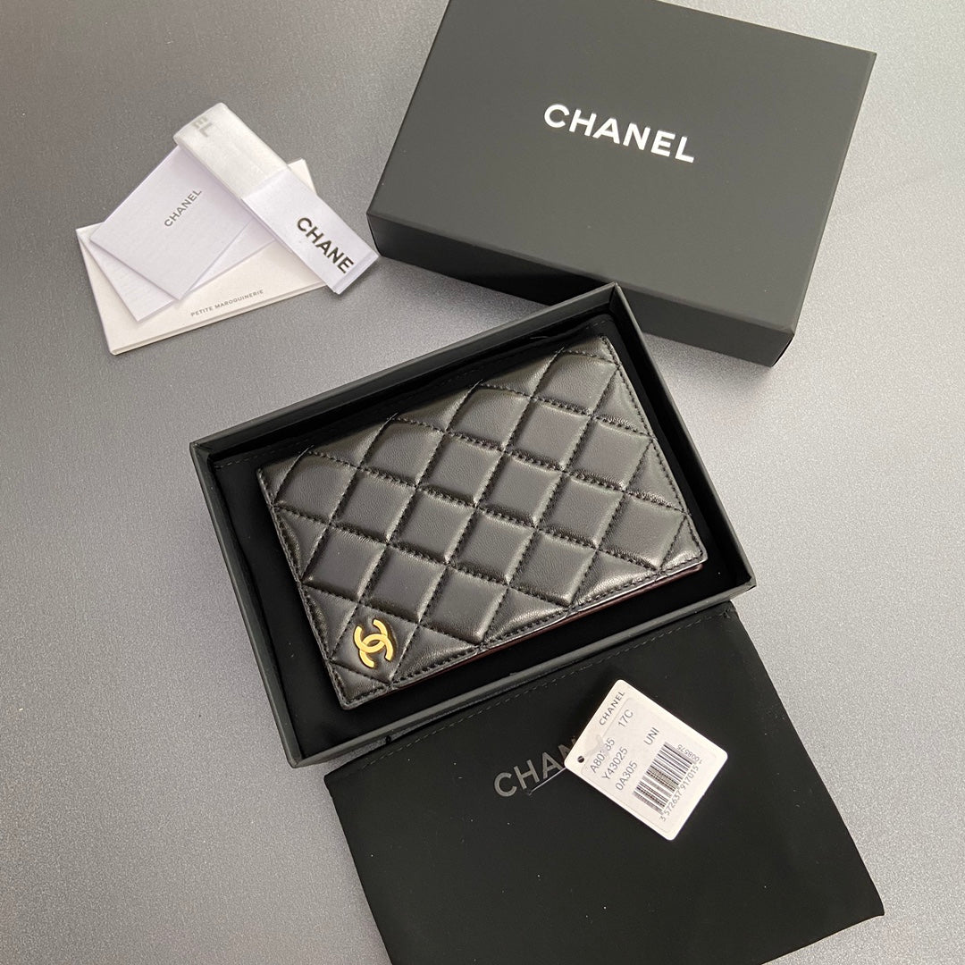 CC Passport Holder Black Sheepskin GHW 193338