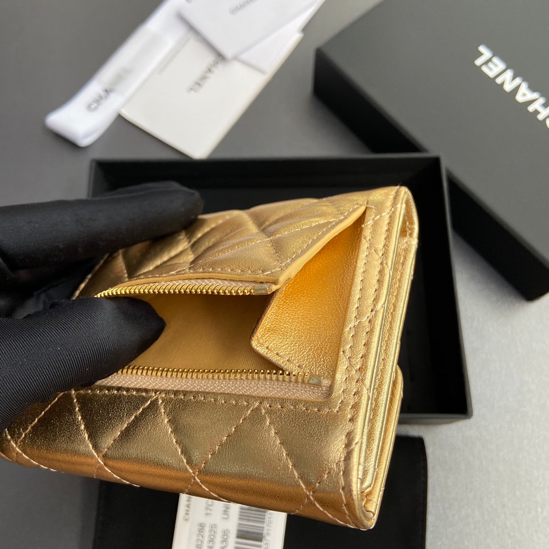 CC 82288 Classic Flap Wallet Gold Lamskin GHW 229884