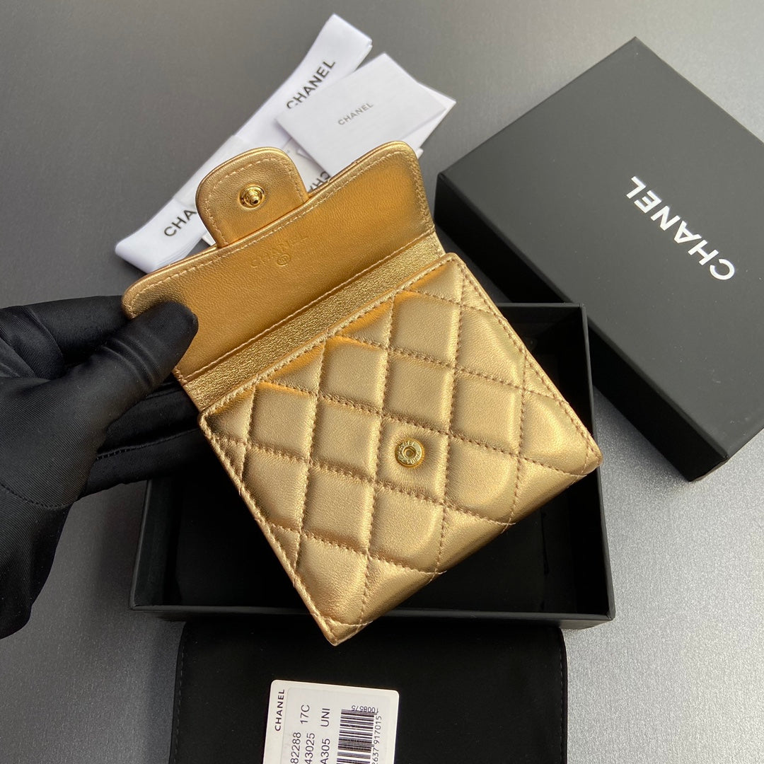 CC 82288 Classic Flap Wallet Gold Lamskin GHW 229884