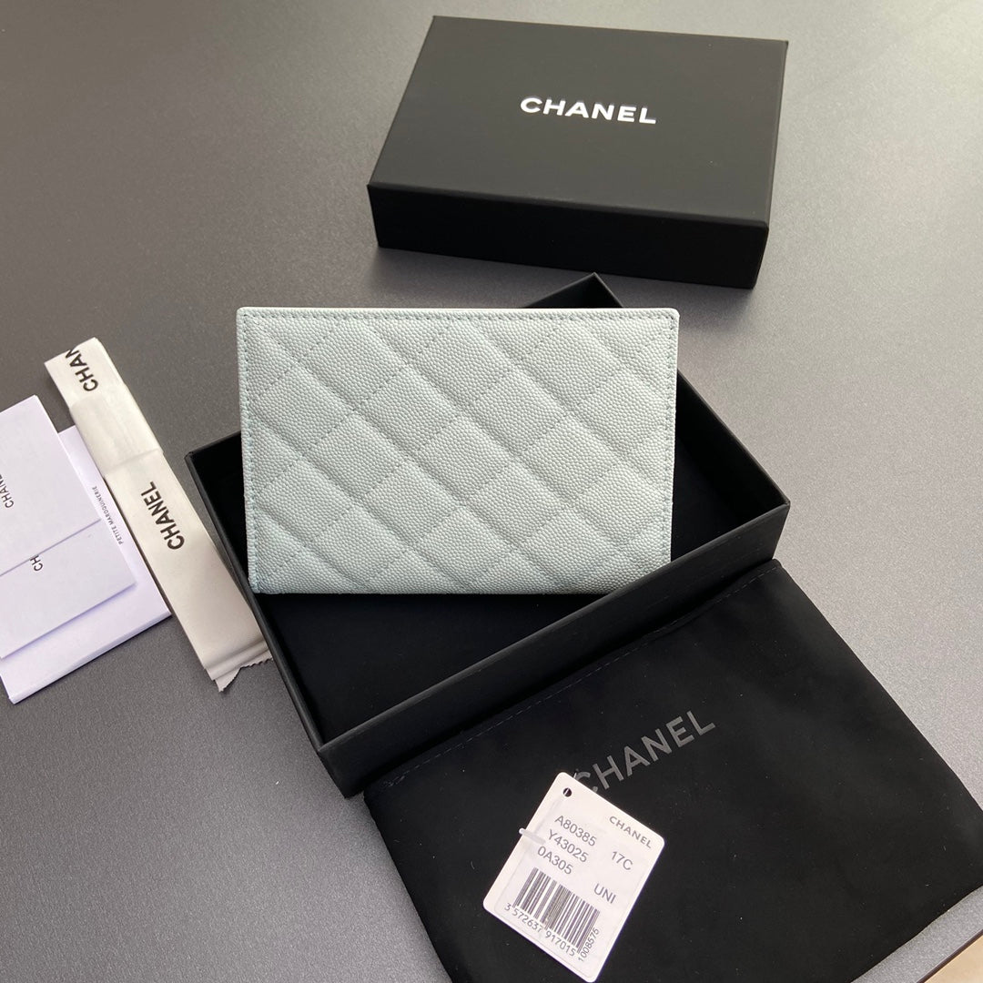 CC Passport Holder Light Blue Caviar 234701