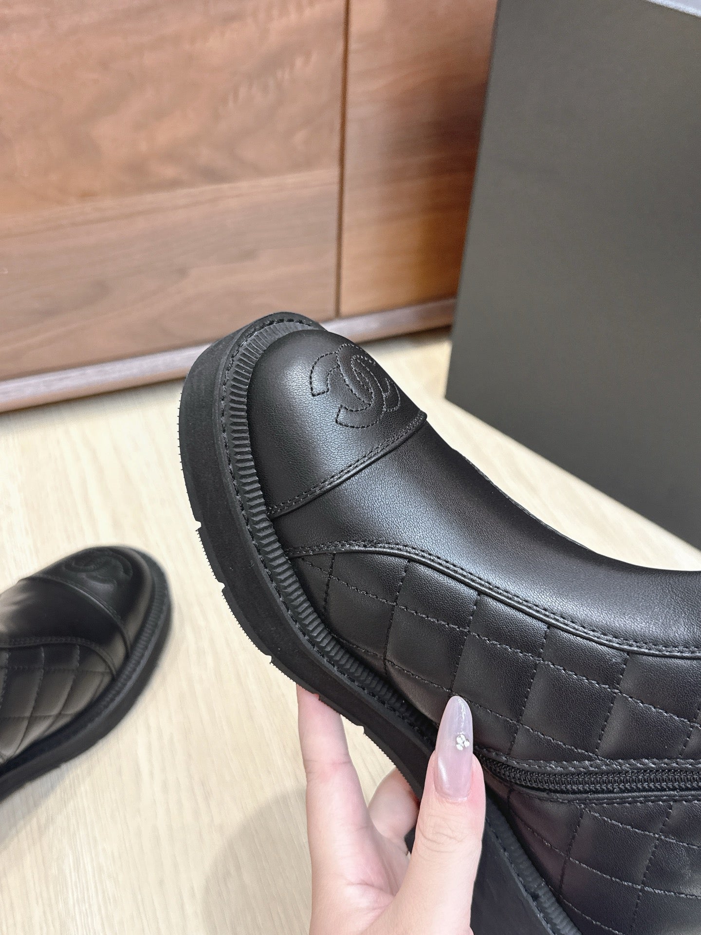 CC 25s Knight Ankle Boots 50mm Black Quilted Cowhide 461559