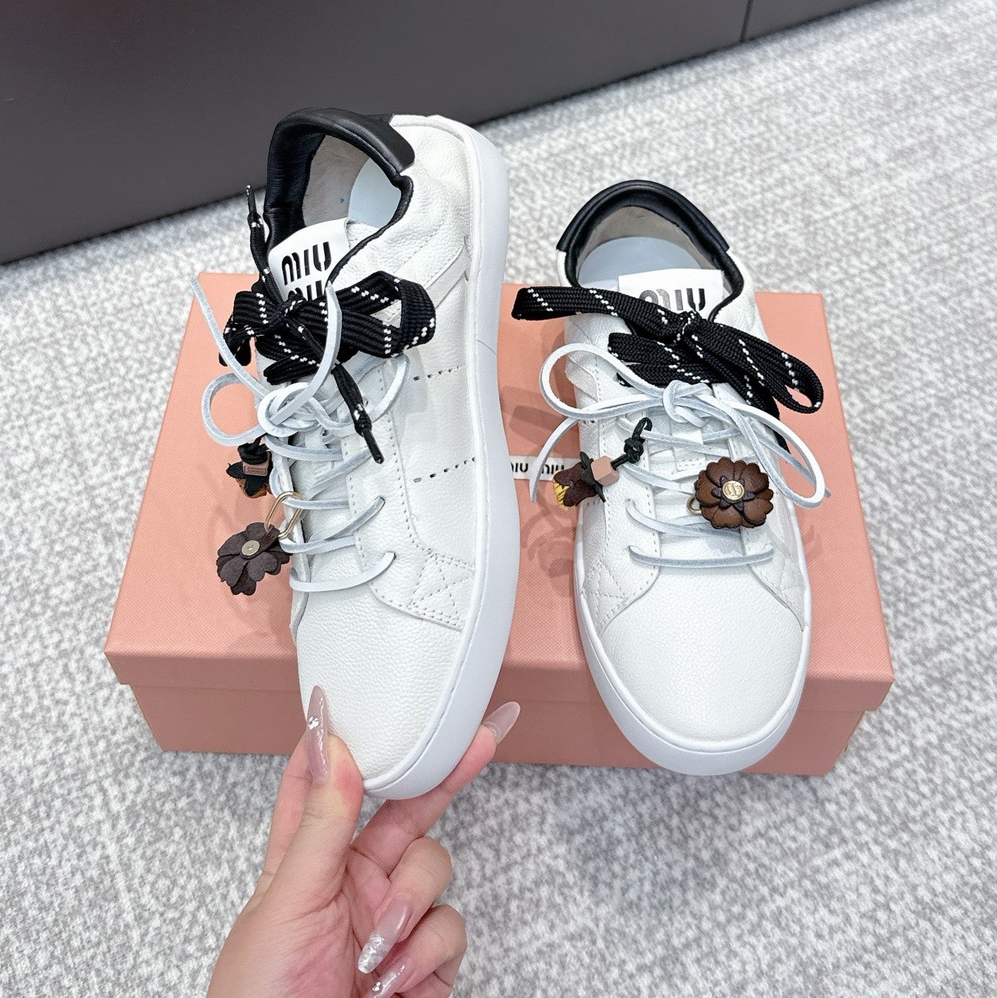 MIU MIU sneaker white black cowhide 461841