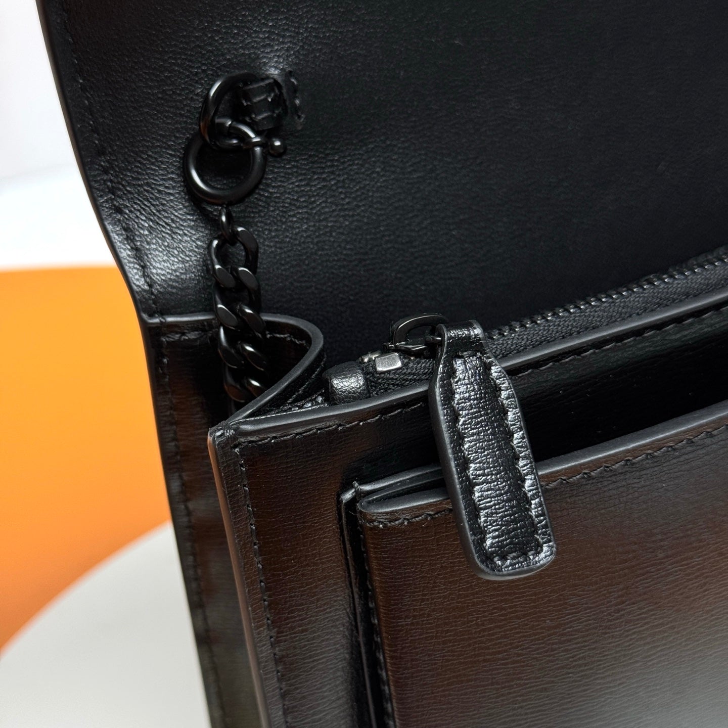 YSL Sunset Bag 19cm Black with Black hardware in Leather 285689