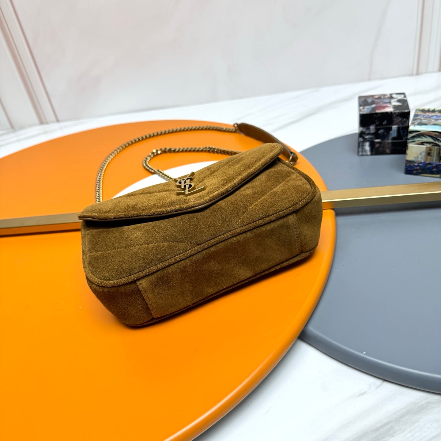 YSL Loulou Mini Bag 20cm Brown Coffee Suede 285679