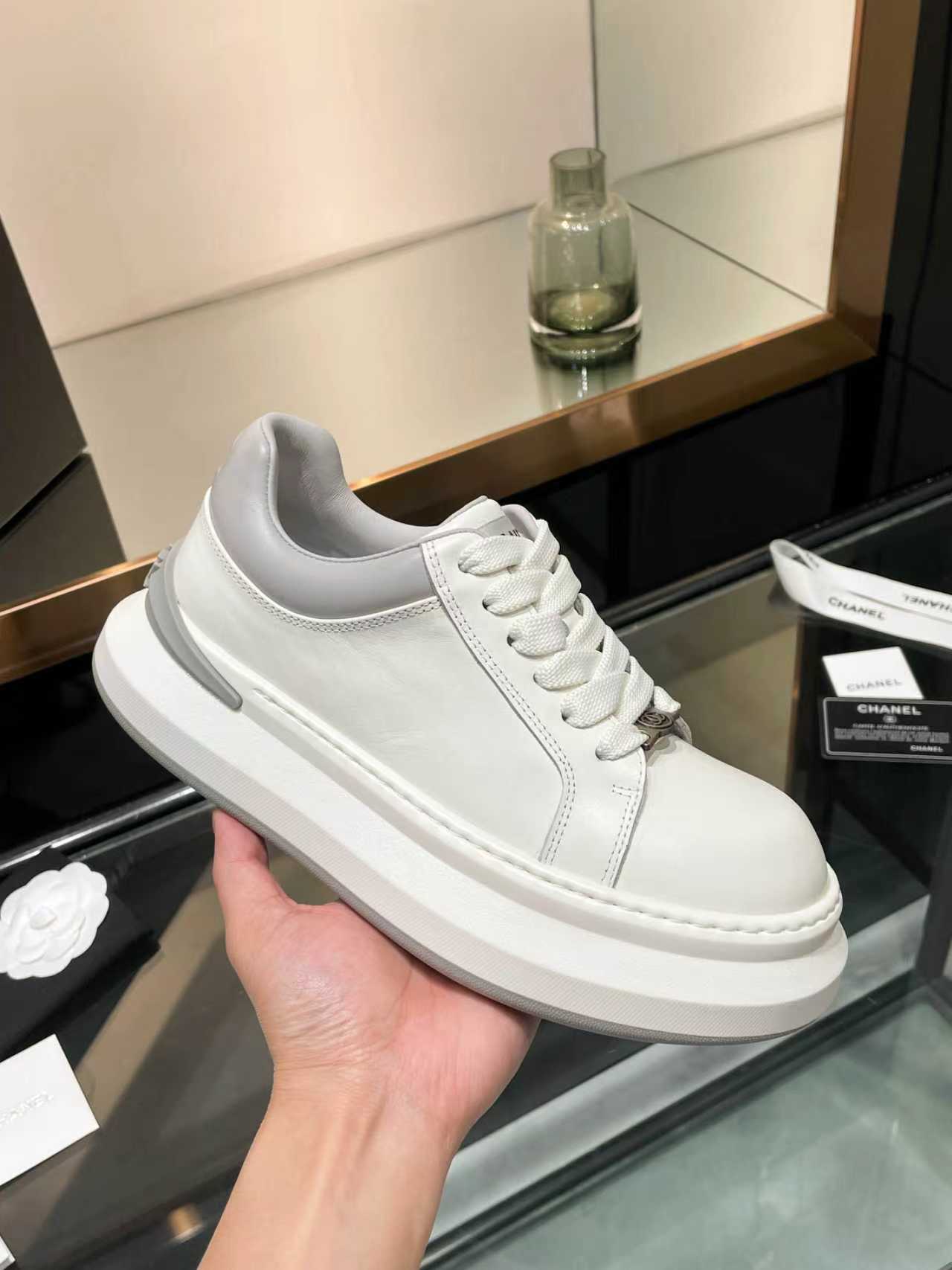 CC 26s Oversized Sneaker White Grey Lambskin 935465