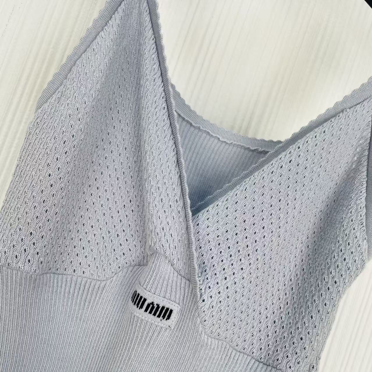 Miu 26s Knit Top Cocoa Grey Cotton 405419