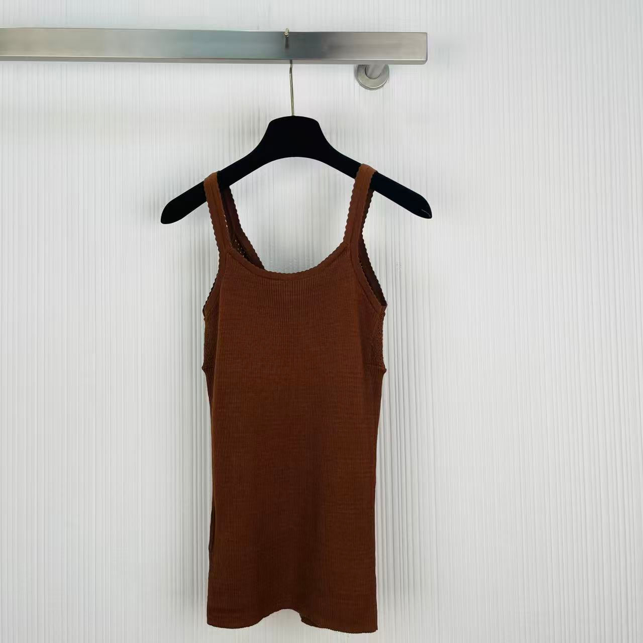 Miu 26s Knit Top Cocoa Brown Cotton 405421