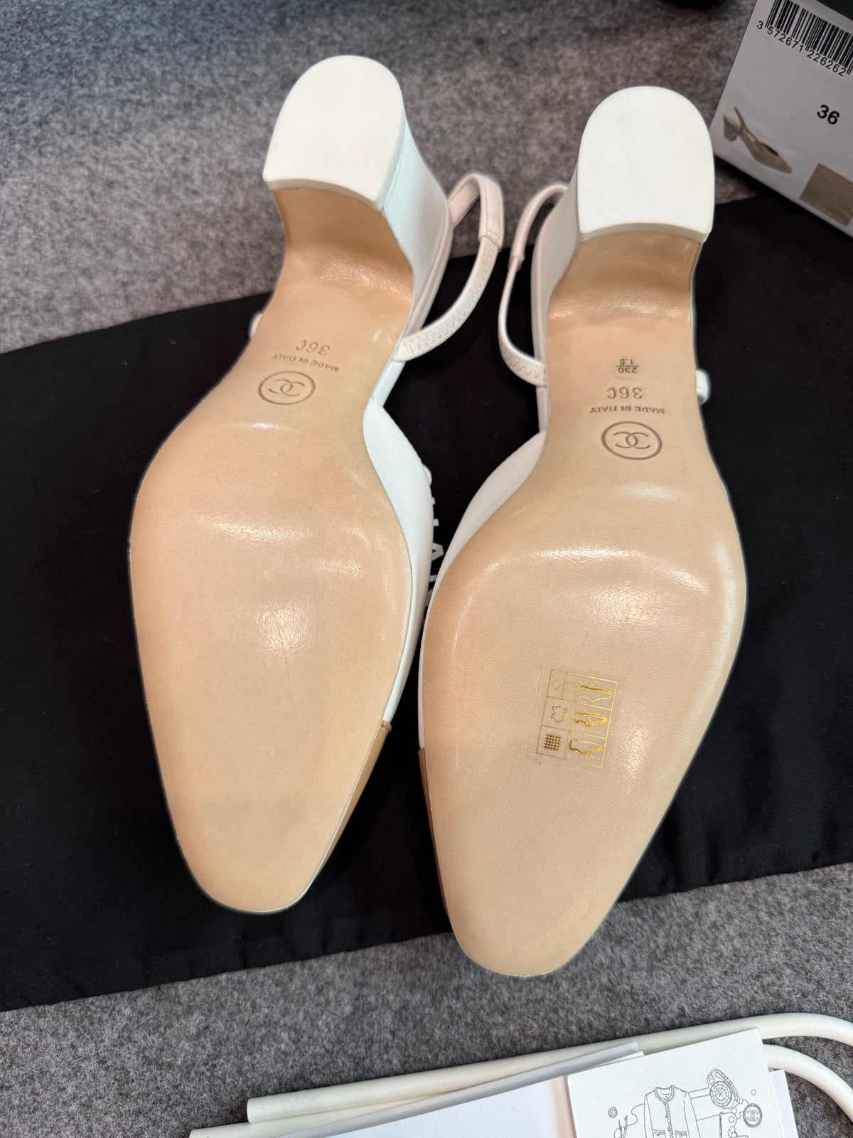CC 26S Slingback Pumps 6.5cm White Beige Leather 118954