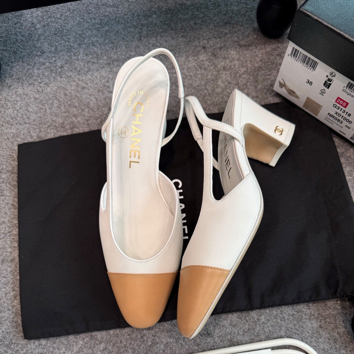 CC 26S Slingback Pumps 6.5cm White Beige Leather 118954