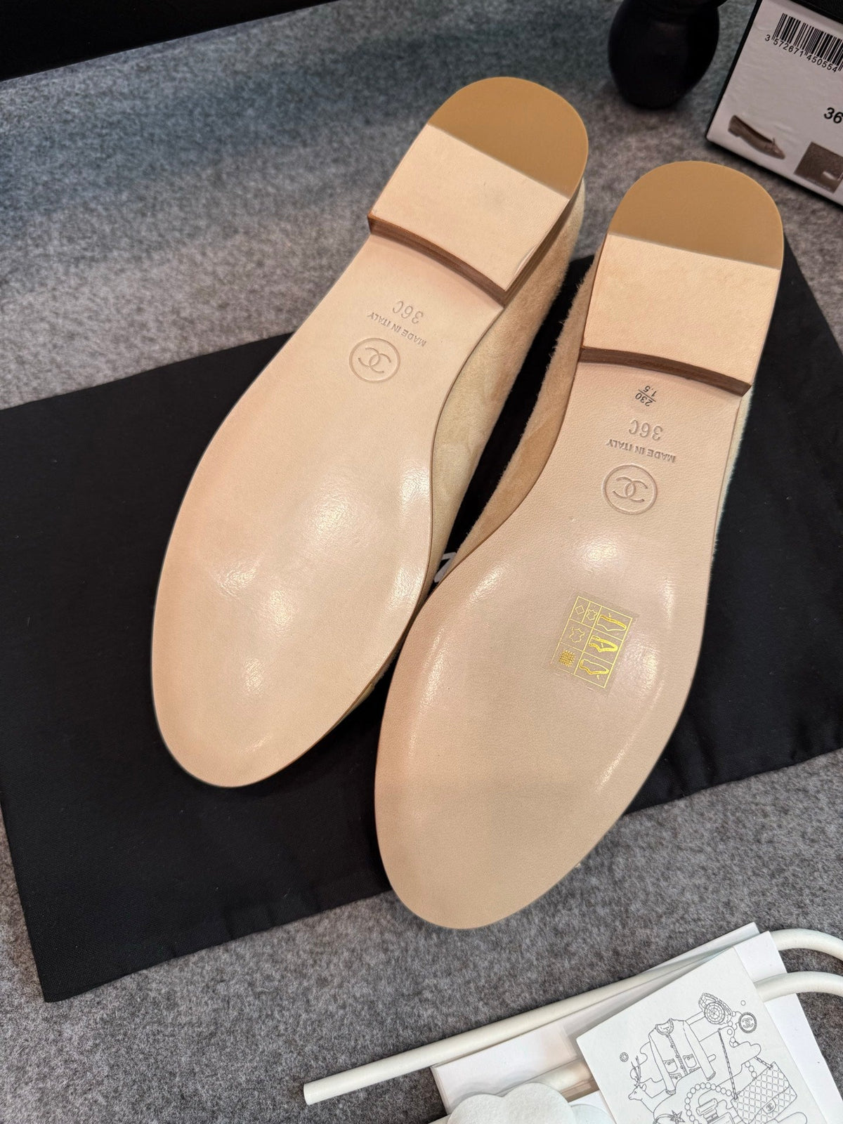 CC 26C Ballet Flats 1cm Beige Suede Patent 118955