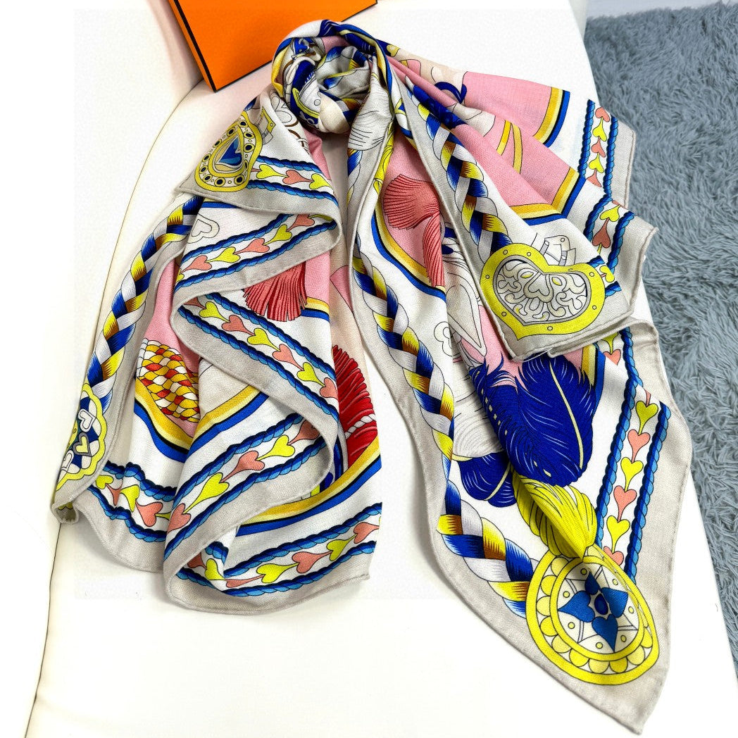 Hermes 26s Printed Square Scarf 135 In Cashmere And Silk 309423