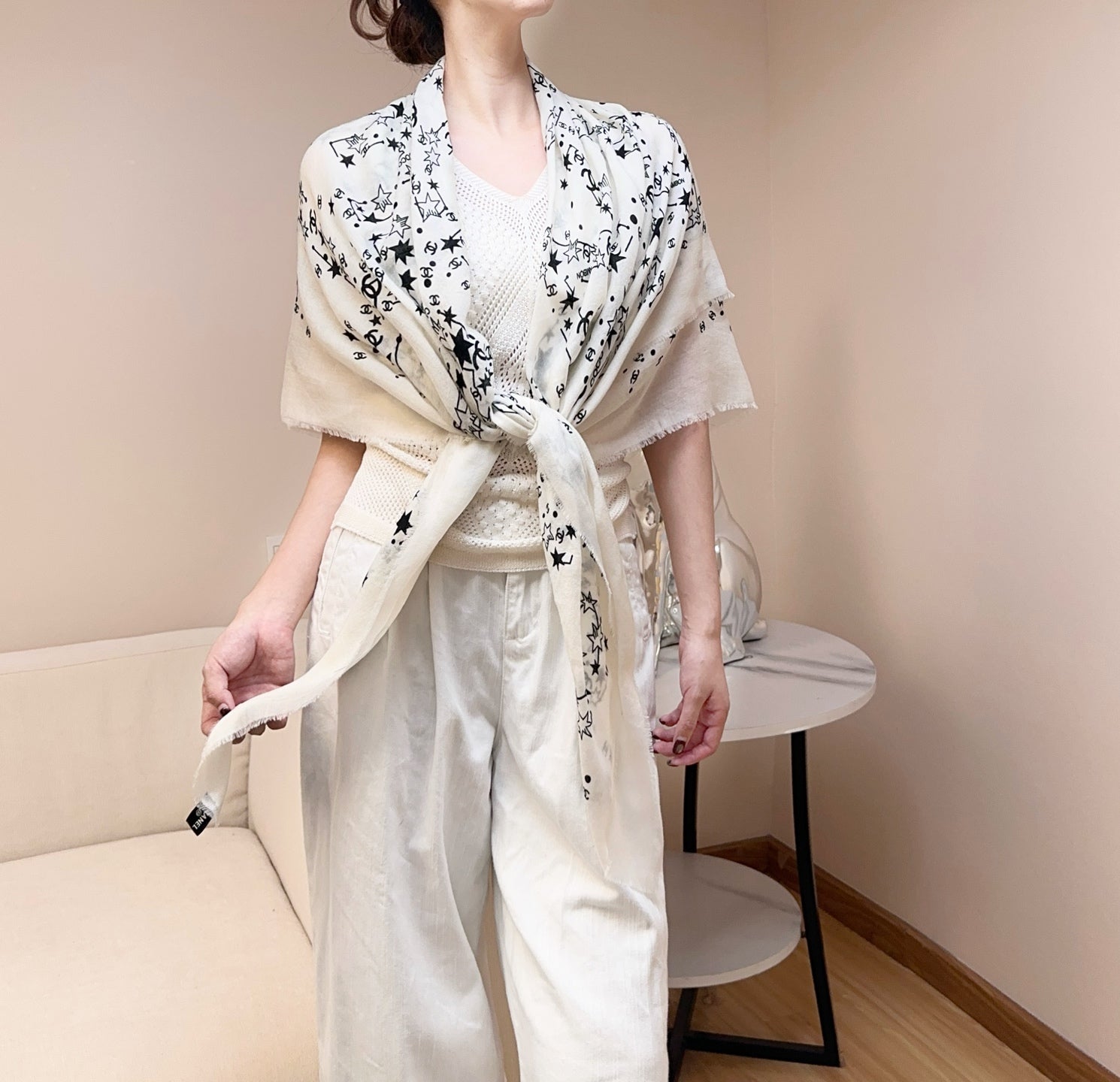 Chanel 26s Scarf 140 In Silk Cashmere 309773