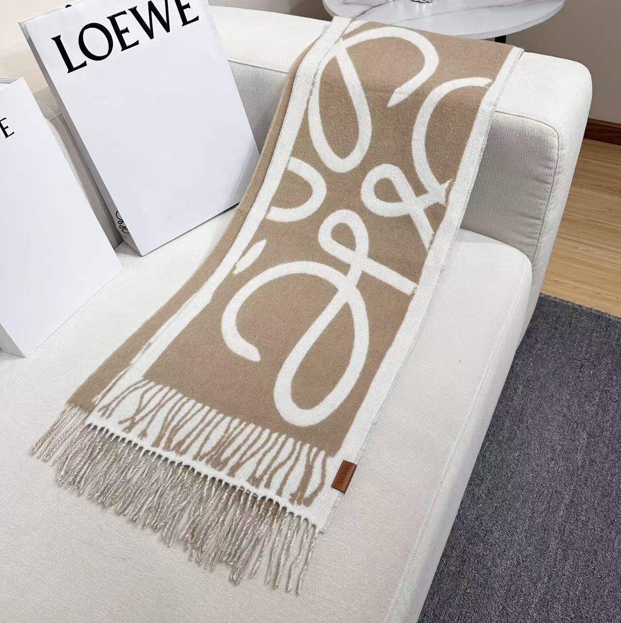 Loewe Scarf 180CM Beige Ivory Cashmere 150367