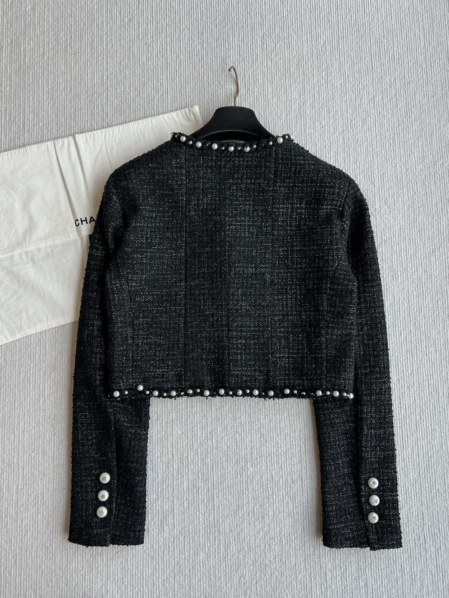 CC 25 Tweed Short Jacket Black Viscose Cotton 235912