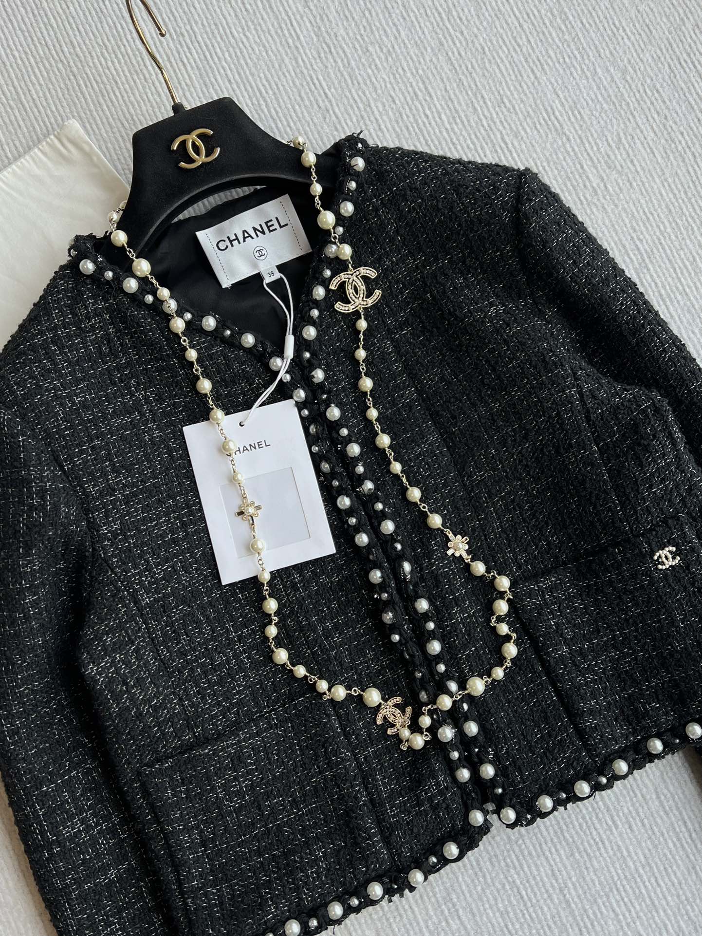 CC 25 Tweed Short Jacket Black Viscose Cotton 235912