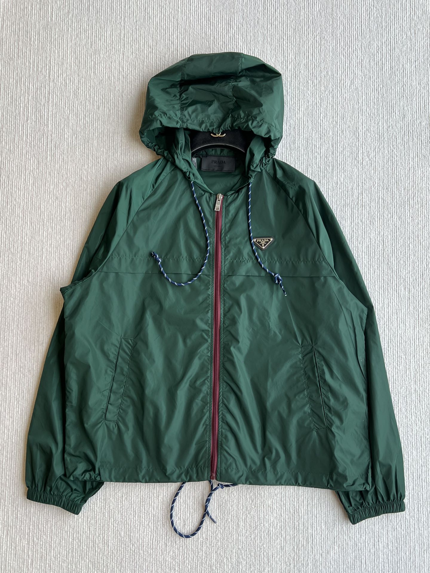 Prada 25 Hooded Jacket Turquoise Polyester