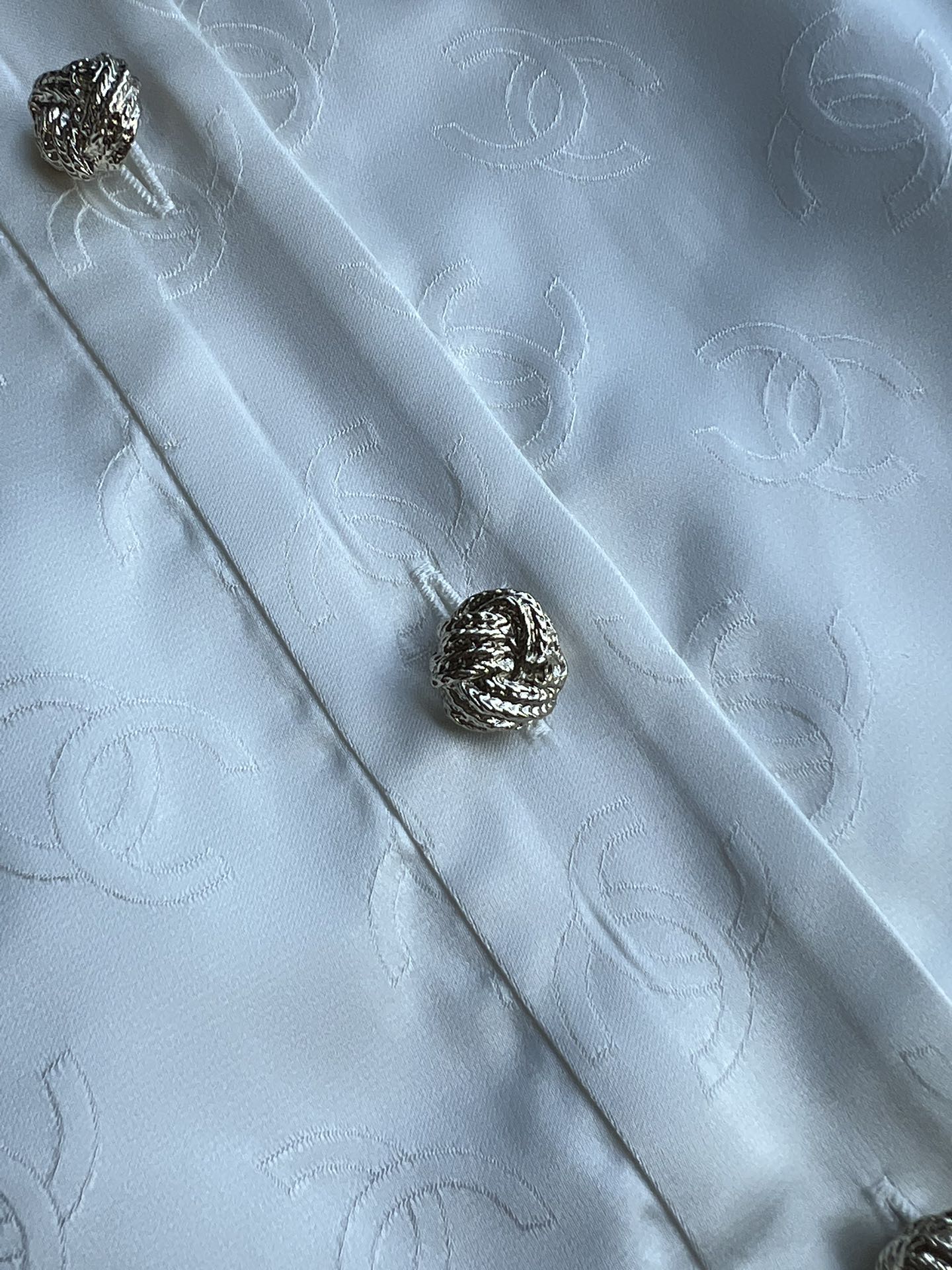 CC 25SS Round Neck Jacket in White Silk Jacquard 277155